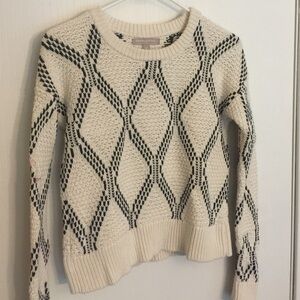 Banana Republic Black and Cream Geometric Crew Neck Sweater
